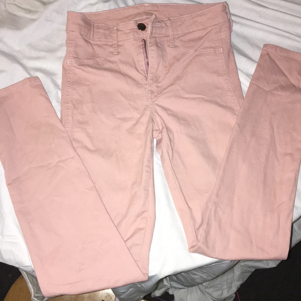 Pink denim jeans, skinny ankle size 0 NWOT